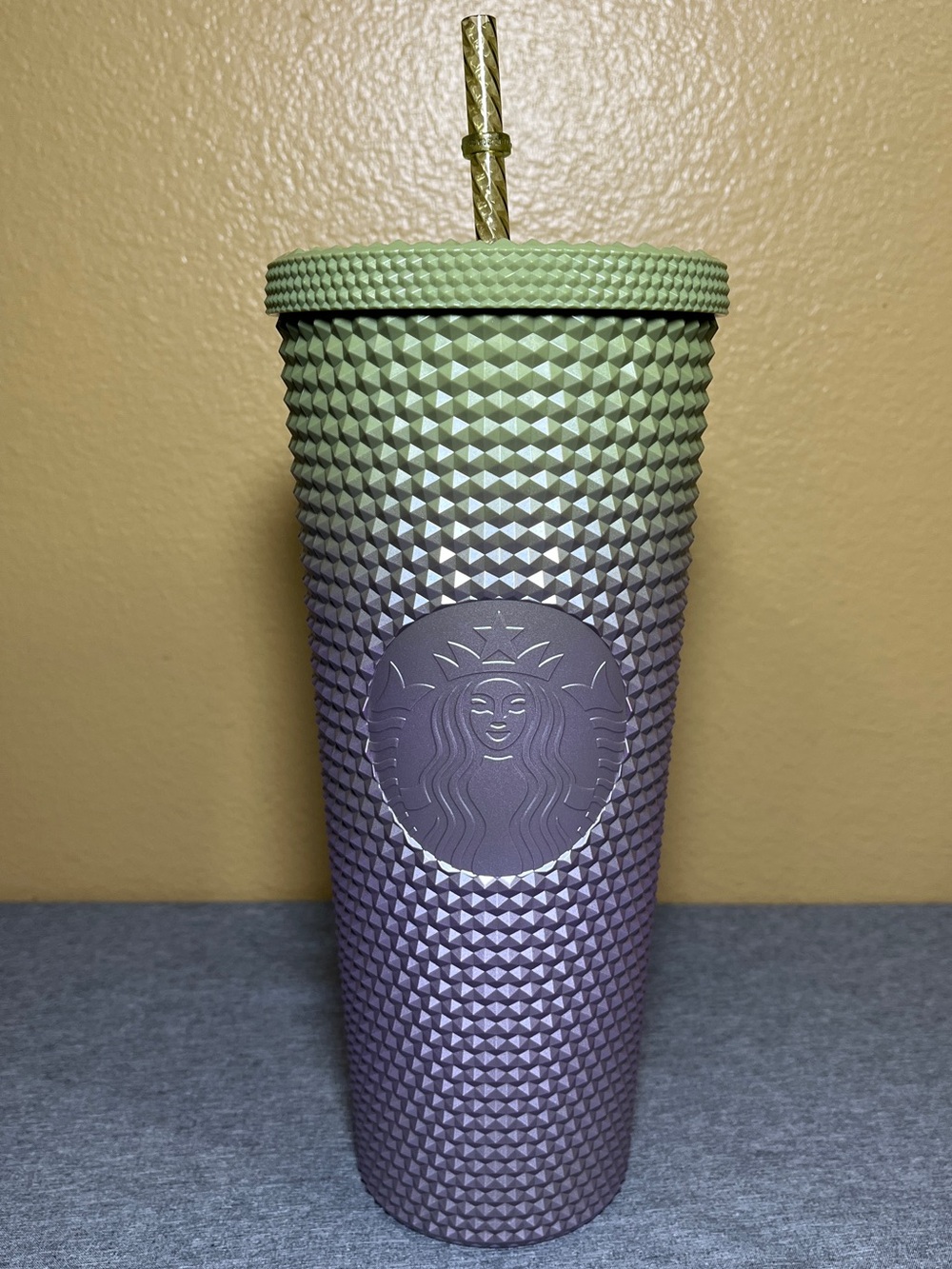 Starbucks Studded Lavender Lilac Purple Green Ombre Cold Cup Tumbler 24 oz